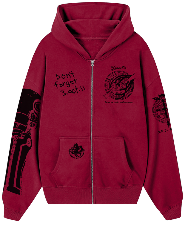 HOODIE/CANGURO ROJO ITALIANO ZIPPER - EDWARD ELRIC - FMA -E.LIMITADA