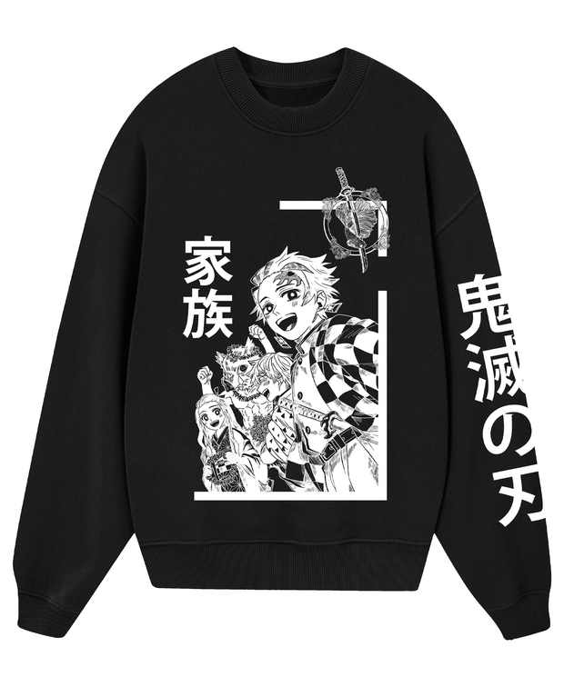 Poleron Cuello Polo Negro Kimetsu Oversize