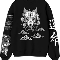 Poleron Cuello Polo Negro Kitsune