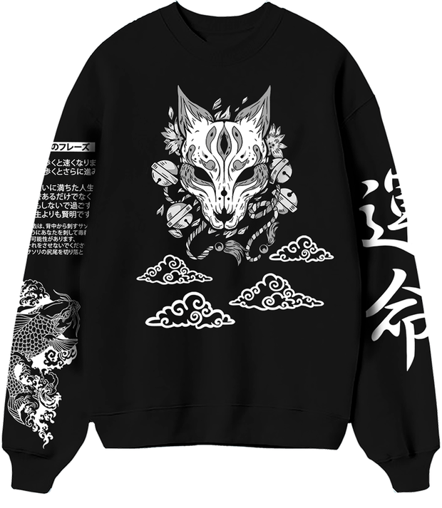 Poleron Cuello Polo Negro Kitsune